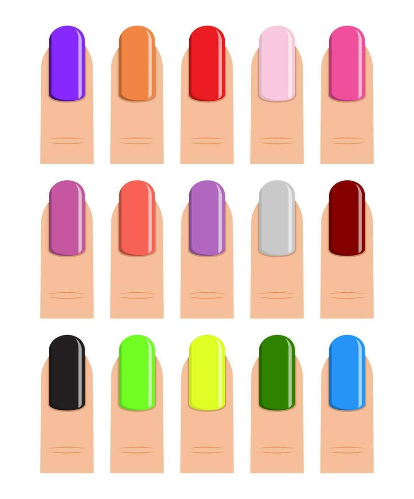 nail polish in different hues. vector