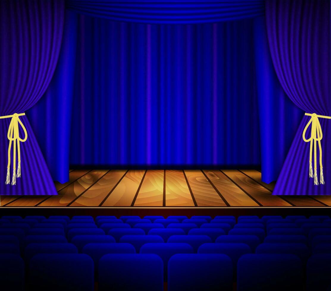 Cinema or theater scene with a curtain. vector