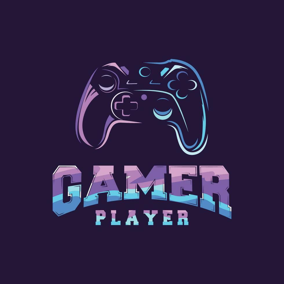 juego consola logo, jugador diseño gamepad ilustración símbolo modelo vector