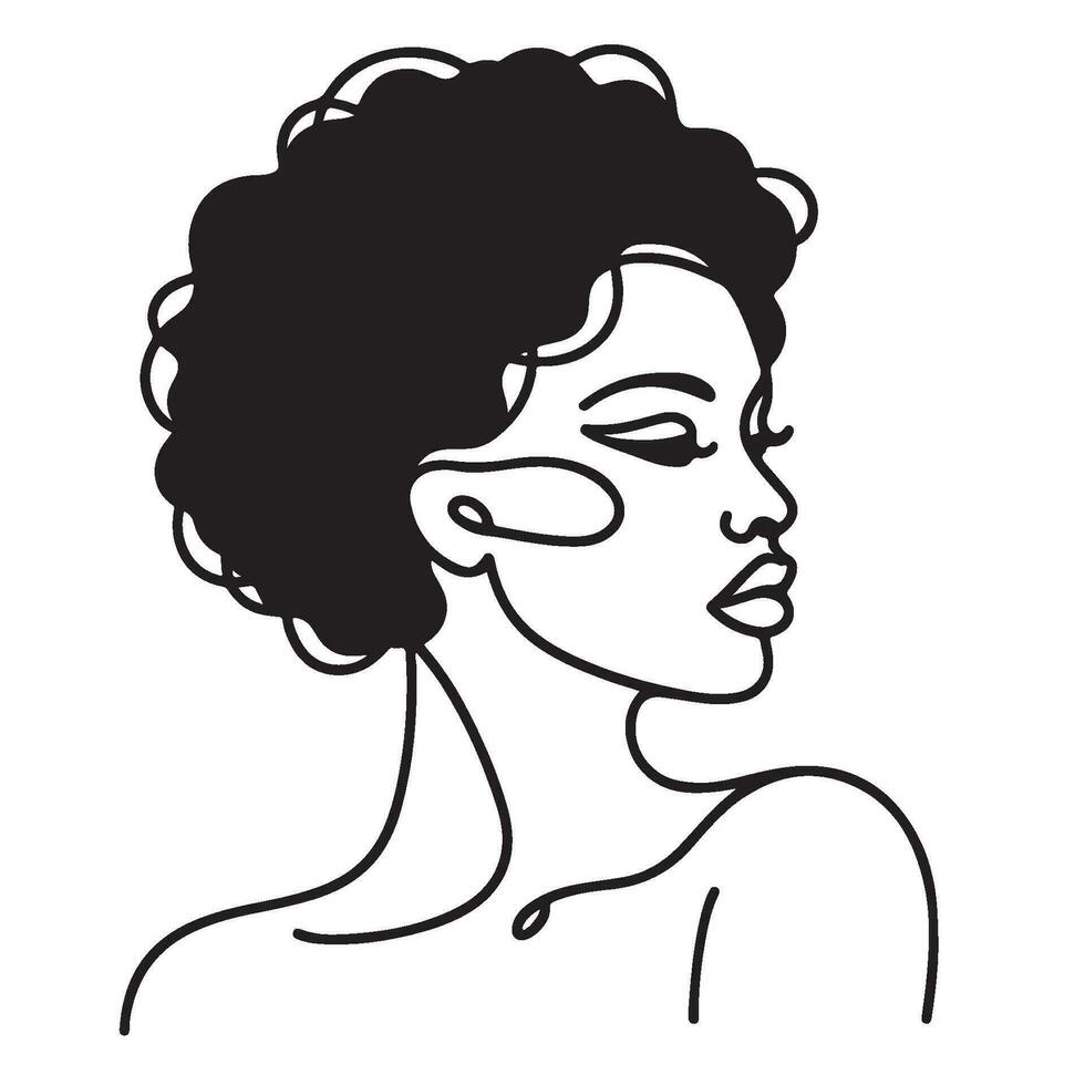 Black Woman Inspired Line Art vector