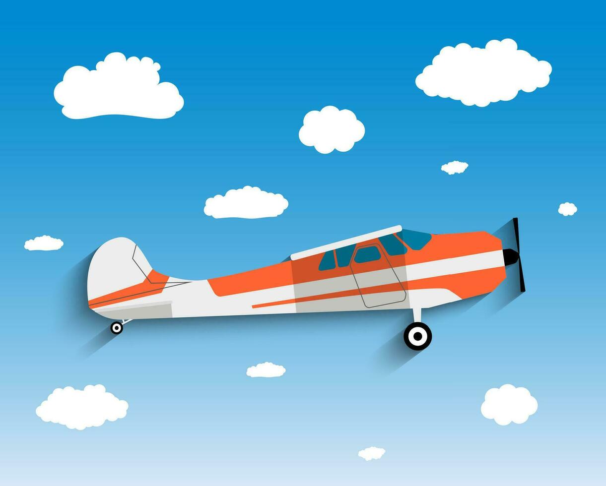 Flight of the plane in sky. vector