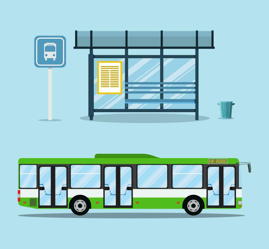 bus stop with seats vector