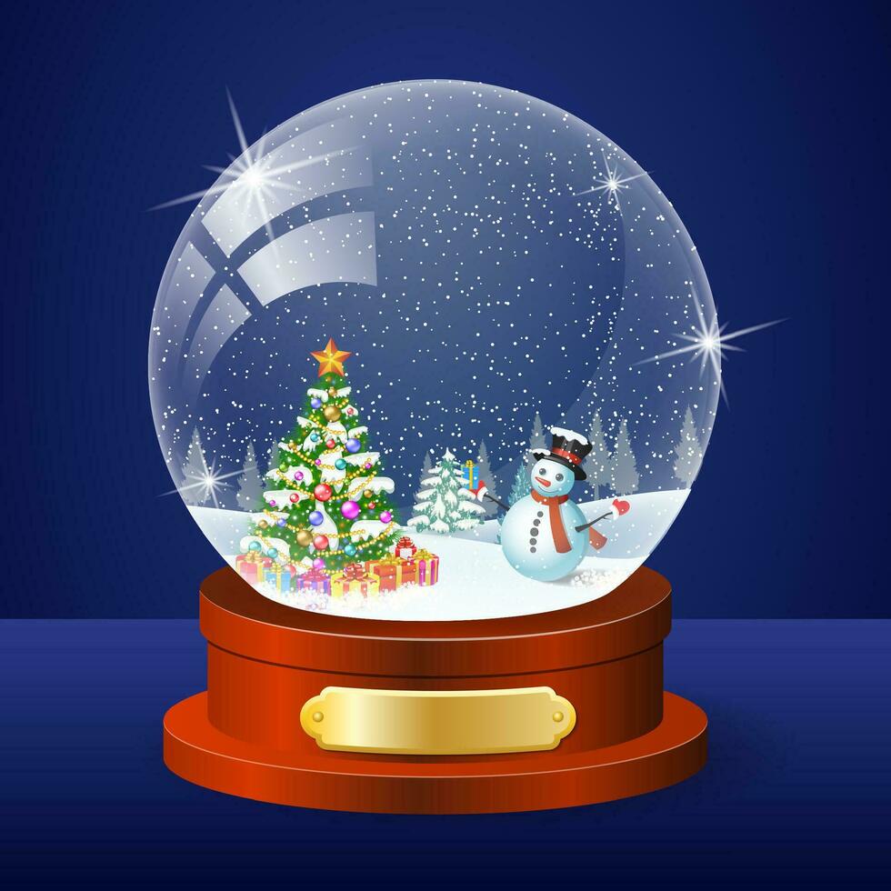 Christmas winter landscape globe vector