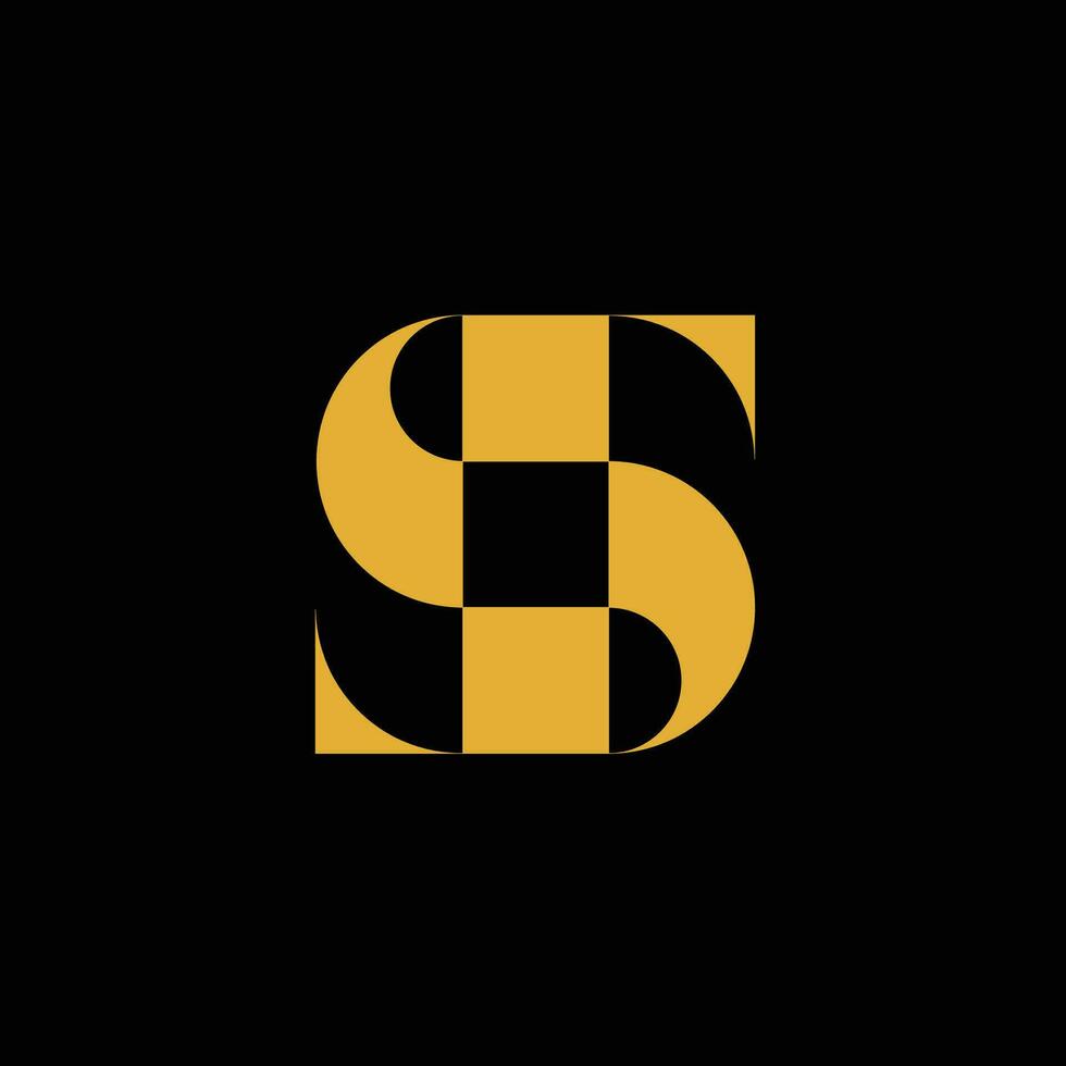 elegant modern letter S square block logo vector
