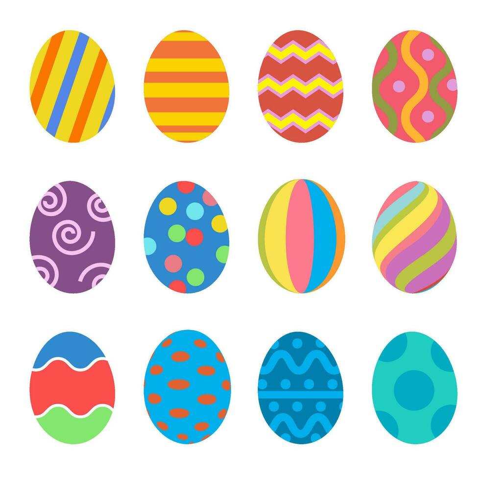 Easter eggs vector icons flat style.