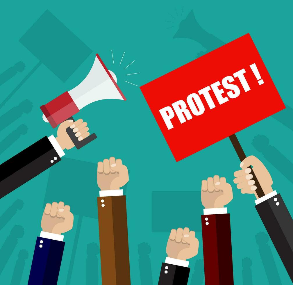 Cartoon hands of demonstrants vector