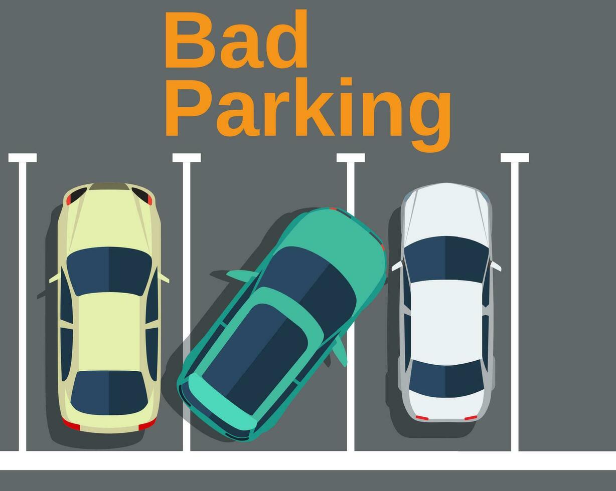 Bad parking. Cars top view. vector