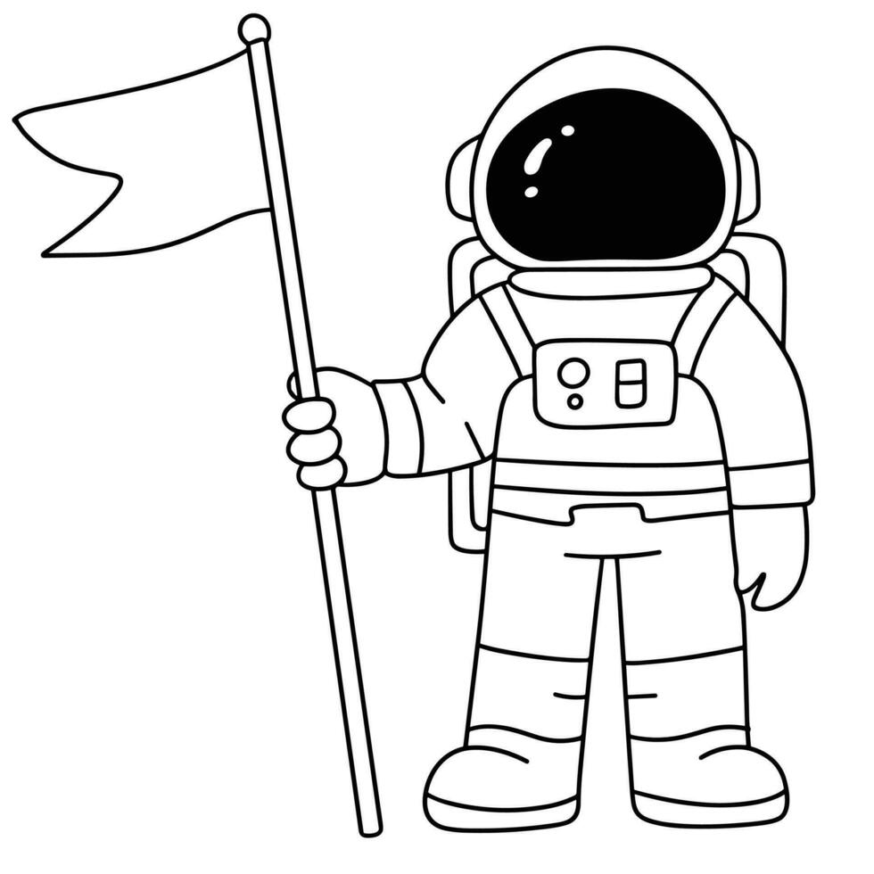 Hand drawn outline astronaut isolated on background. Astronaut in doodle style. Hand drawn vector art.