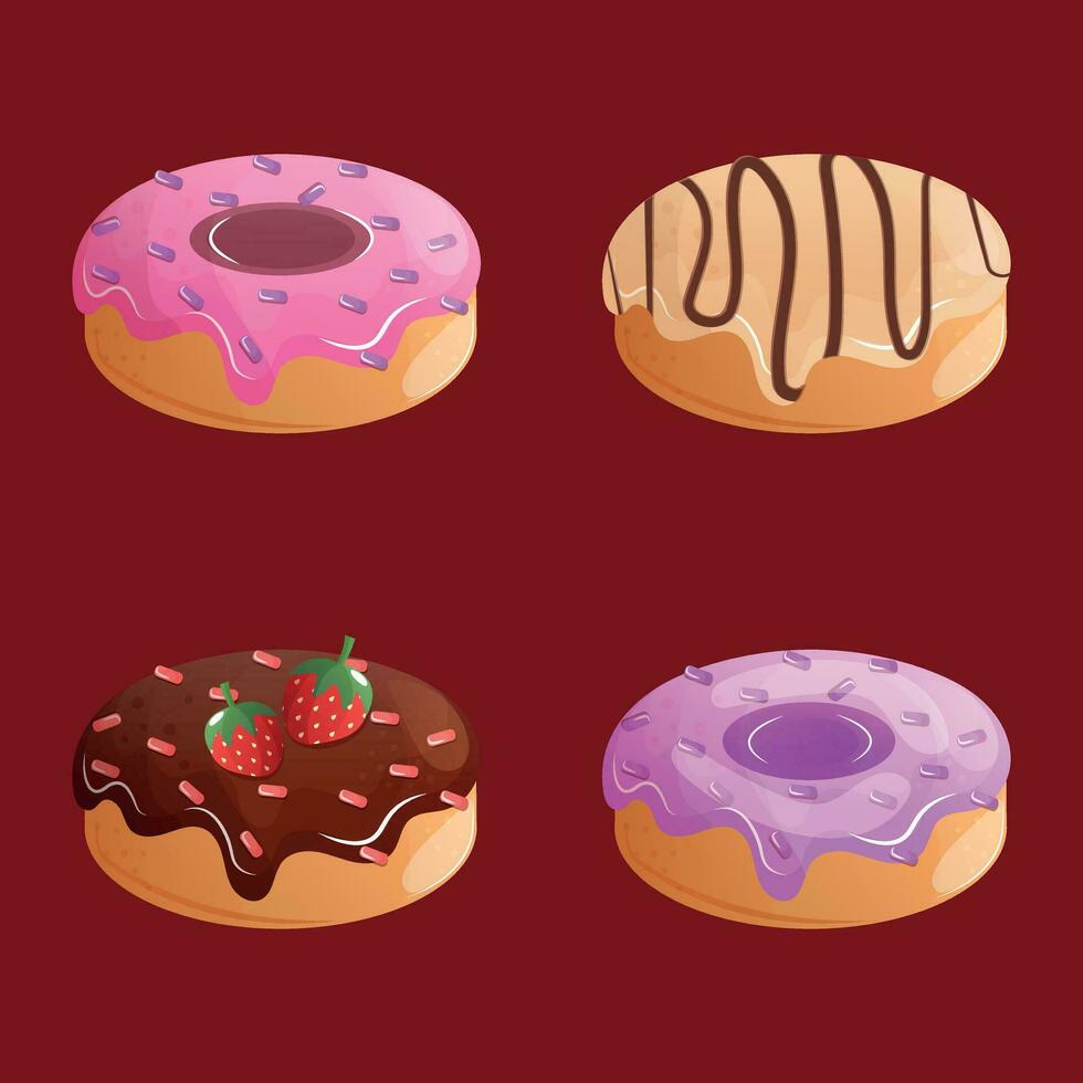 set of flat donuts vector