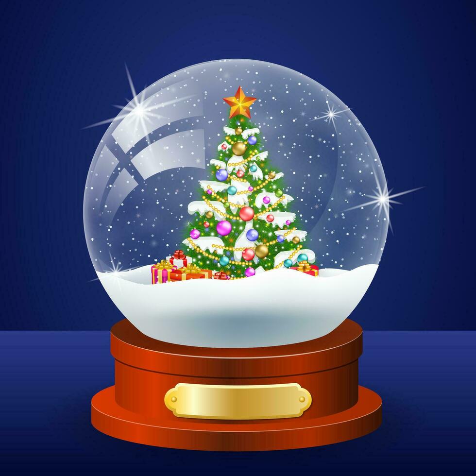 Christmas winter landscape globe vector