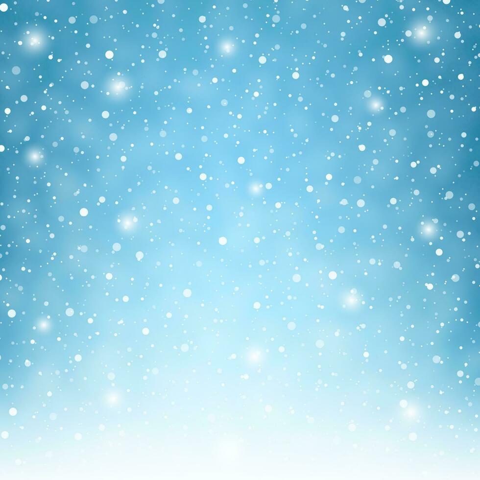 Flying snowflakes on blue background. vector