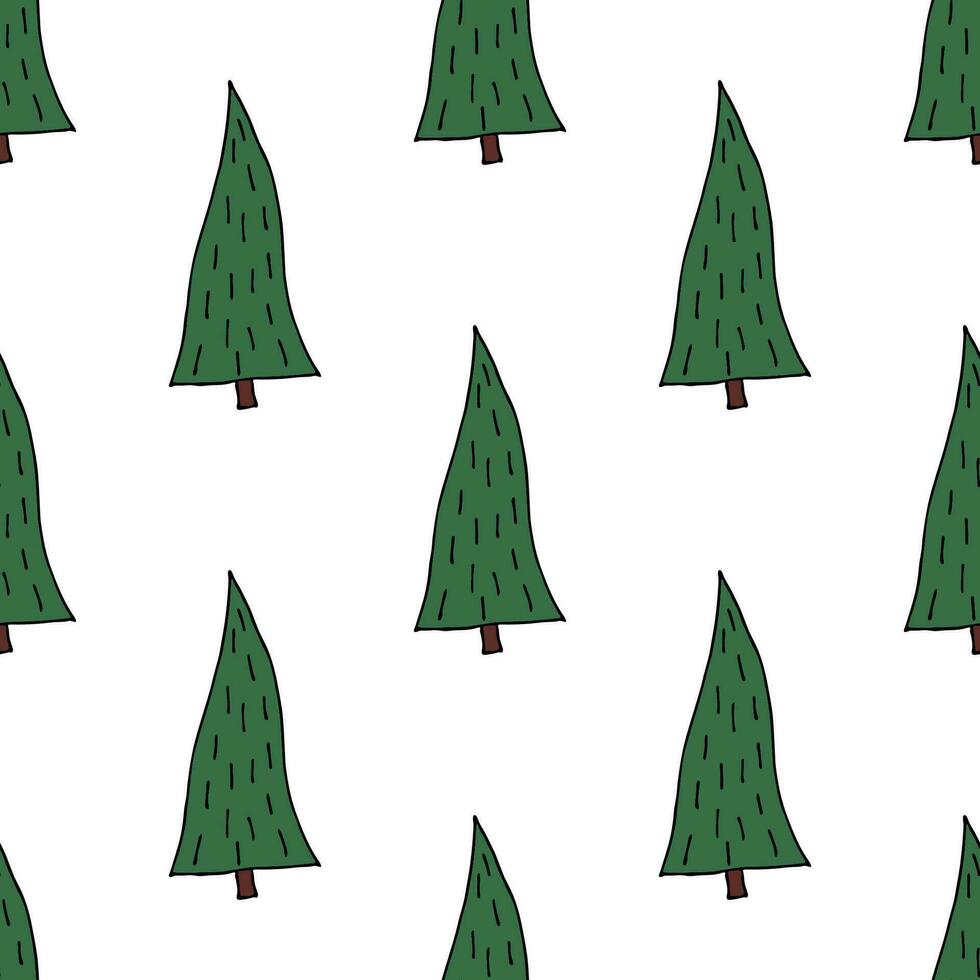 Seamless pattern with geometric minimal scandinavian Christmas tree doodle for decorative print, wrapping paper, greeting cards and fabric vector