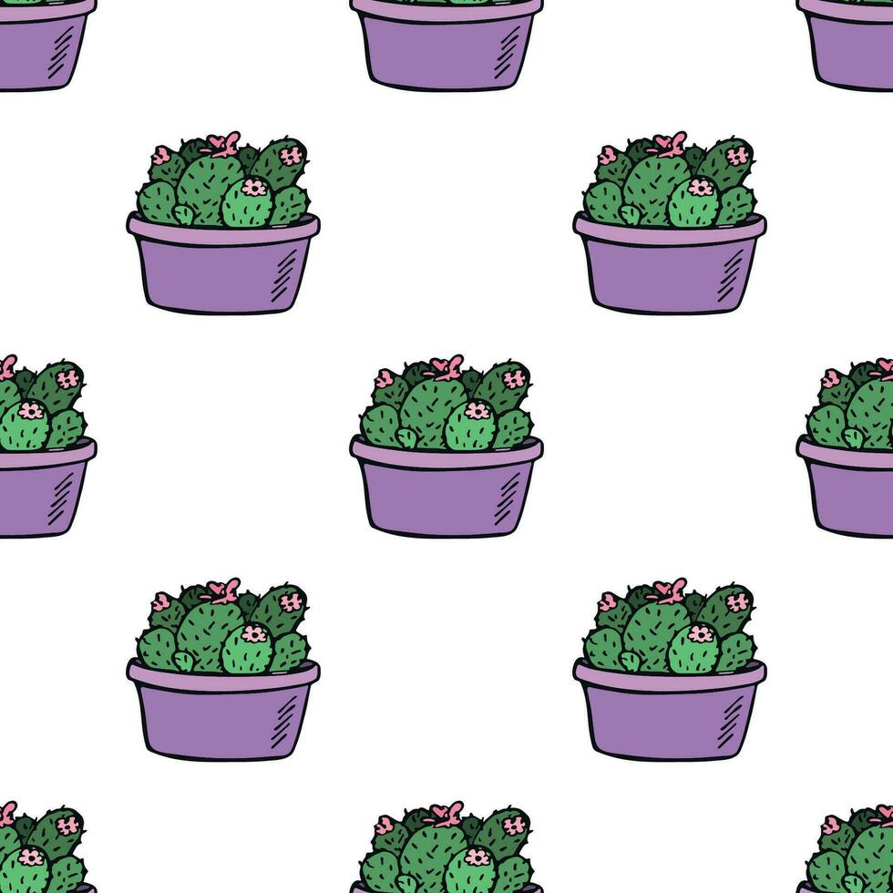 Seamless pattern with cactus doodle for decorative print, wrapping paper, greeting cards and fabric vector