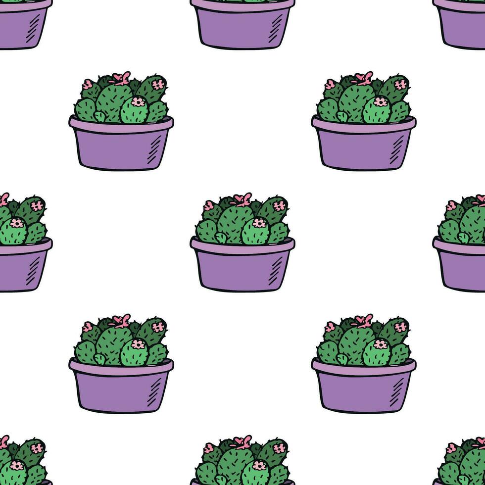 sin costura modelo con cactus garabatear para decorativo imprimir, envase papel, saludo tarjetas y tela vector