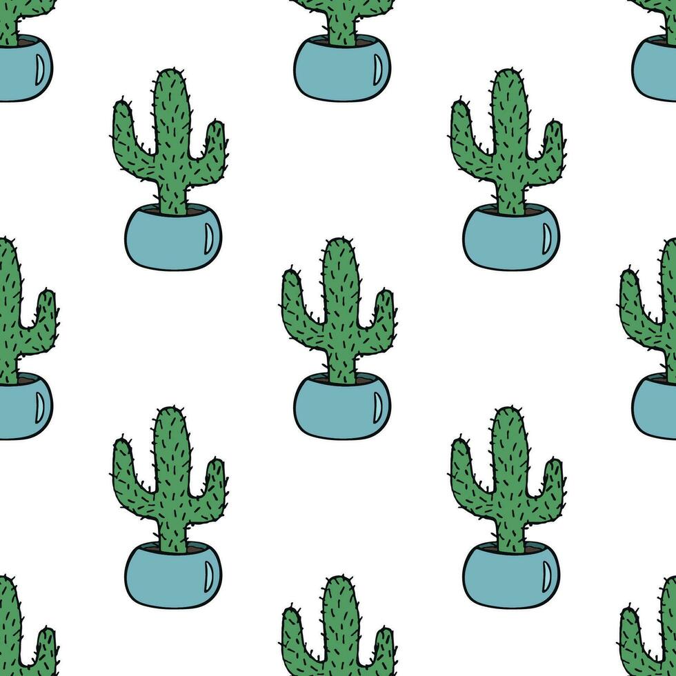 Seamless pattern with cactus doodle for decorative print, wrapping paper, greeting cards and fabric vector
