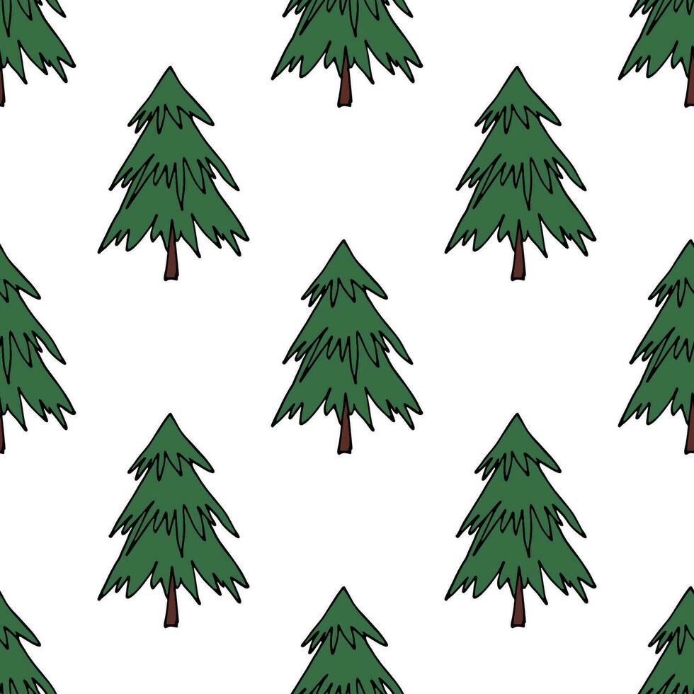 Seamless pattern with geometric minimal scandinavian Christmas tree doodle for decorative print, wrapping paper, greeting cards and fabric vector