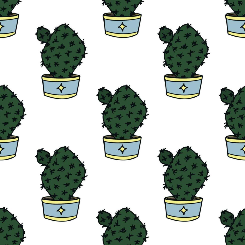 Seamless pattern with cactus doodle for decorative print, wrapping paper, greeting cards and fabric vector