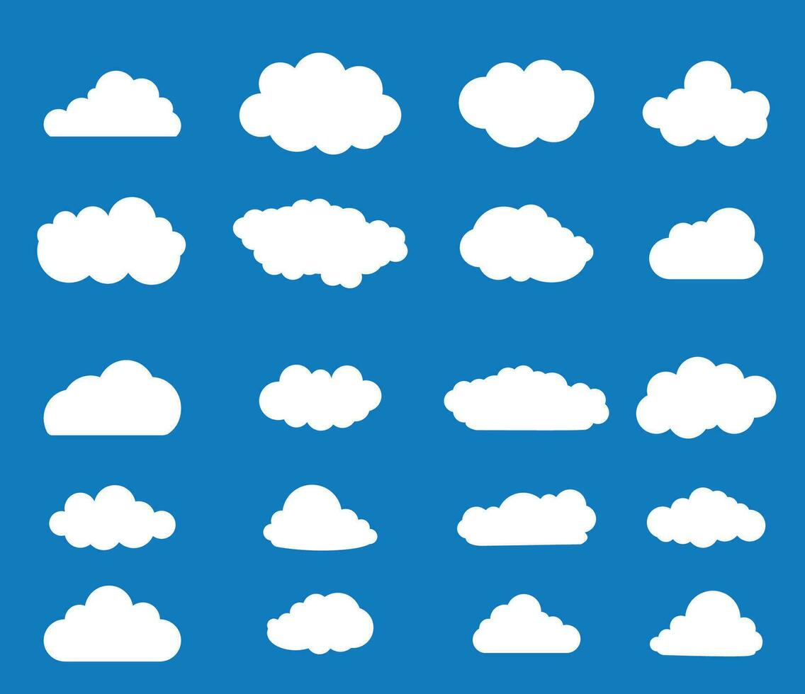 Set of blue sky, clouds. vector