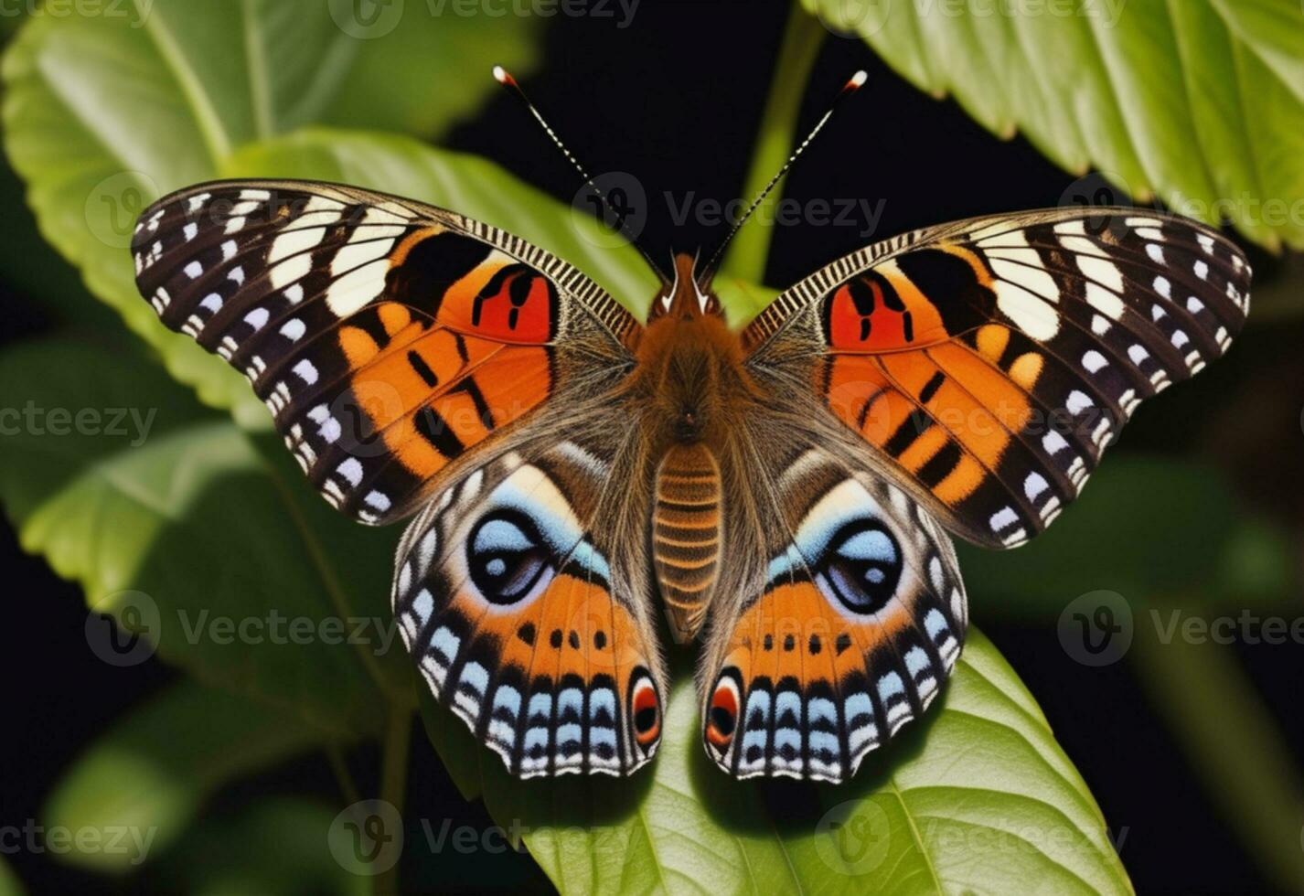 AI generated a butterfly is sitting on a plant with leaves photo
