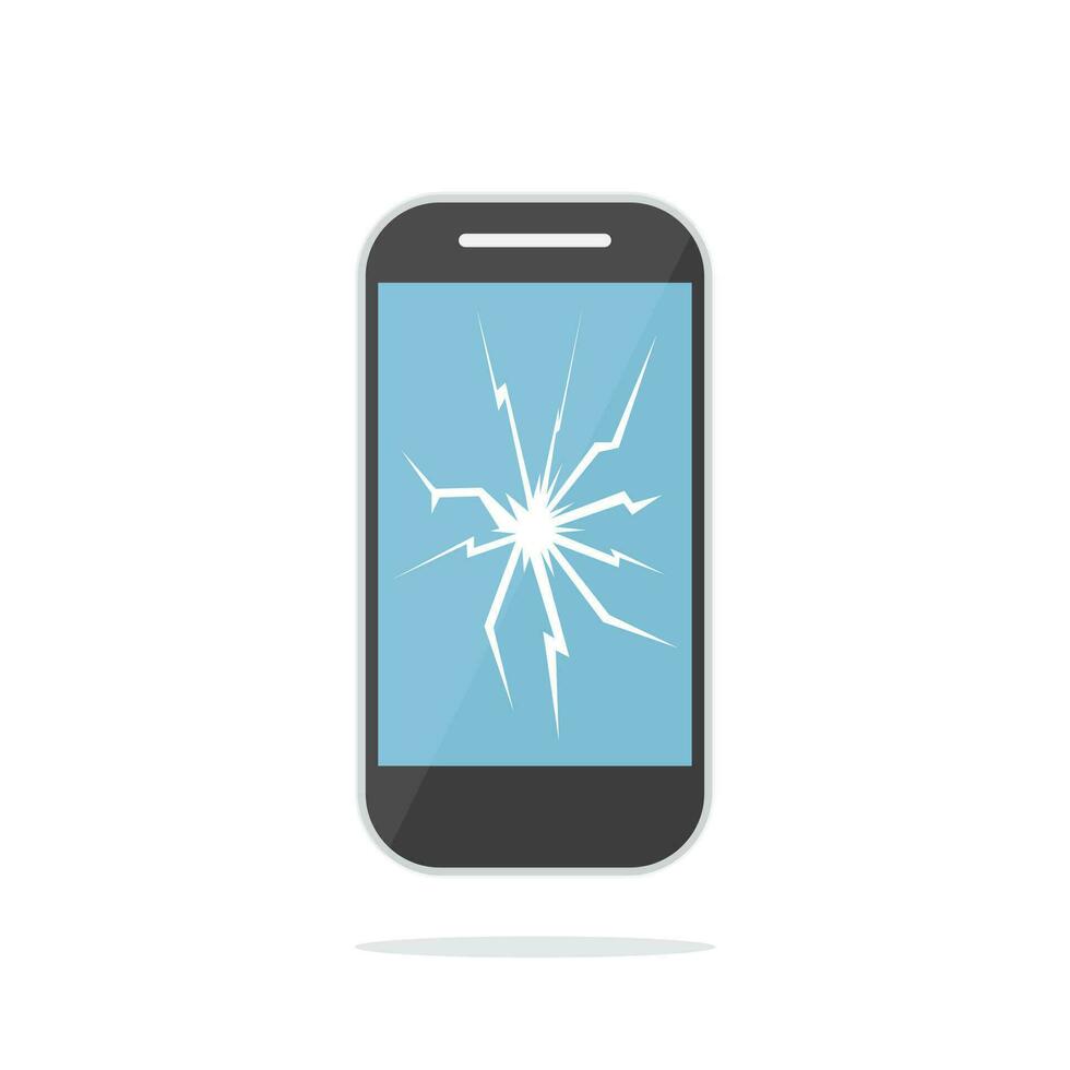 Mobile phone with crack screen vector