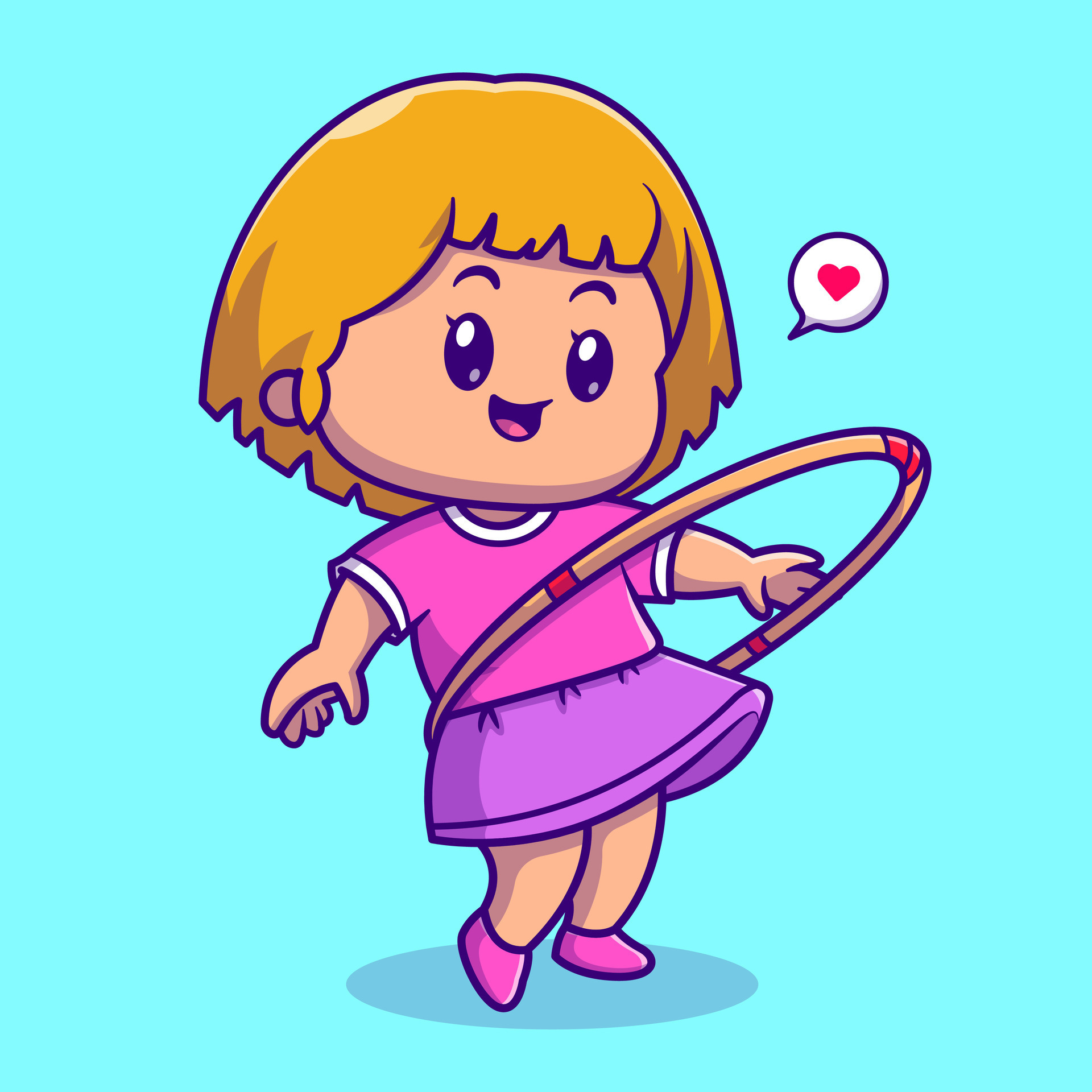 Cute girl playing hula hoop 1307804 Vector Art at Vecteezy