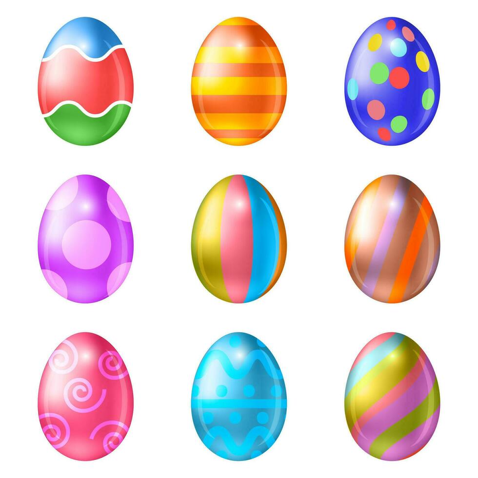 conjunto de de colores Pascua de Resurrección huevos en un blanco antecedentes vector