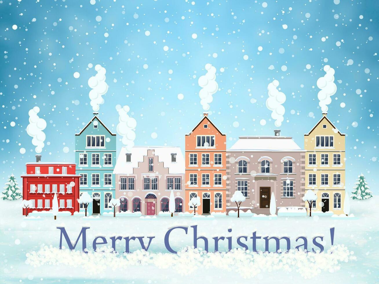 Christmas winter city street vector