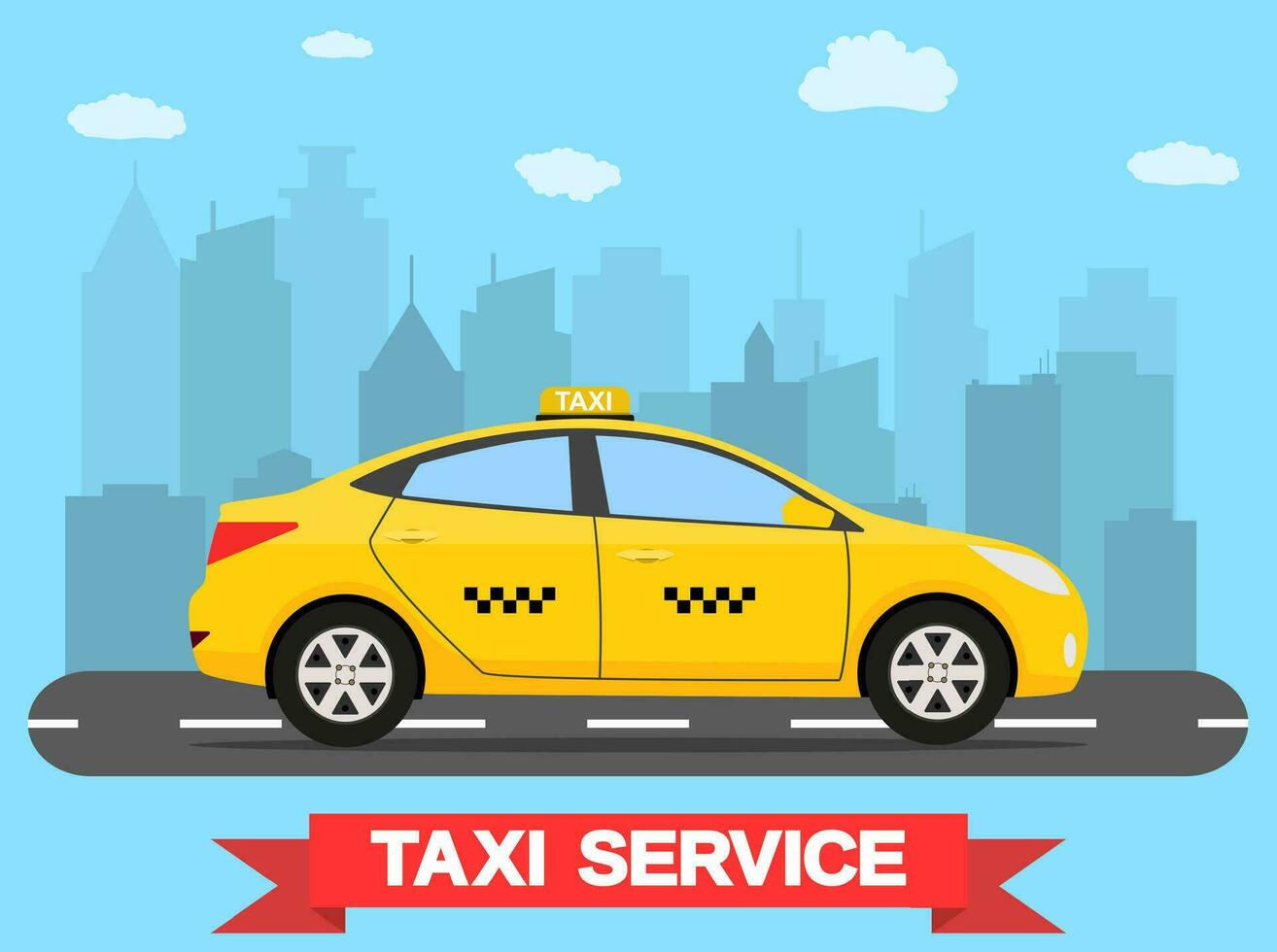 taxi car on city background vector
