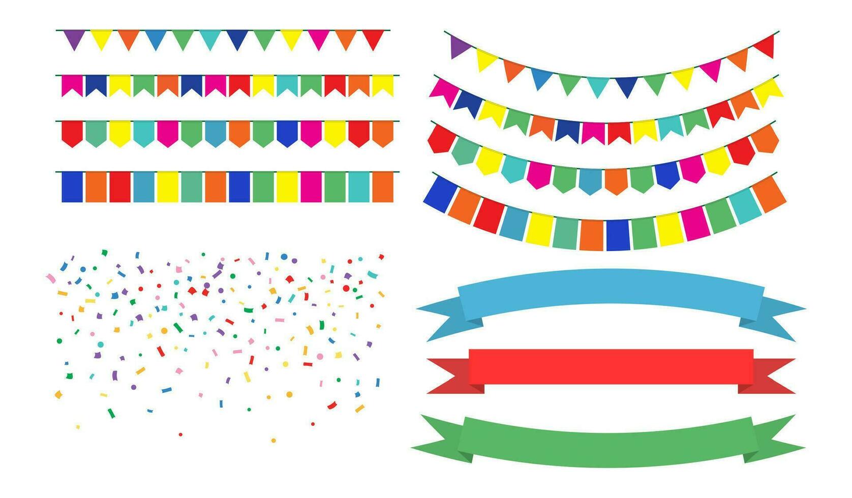 Colorful Garlands on white background. vector