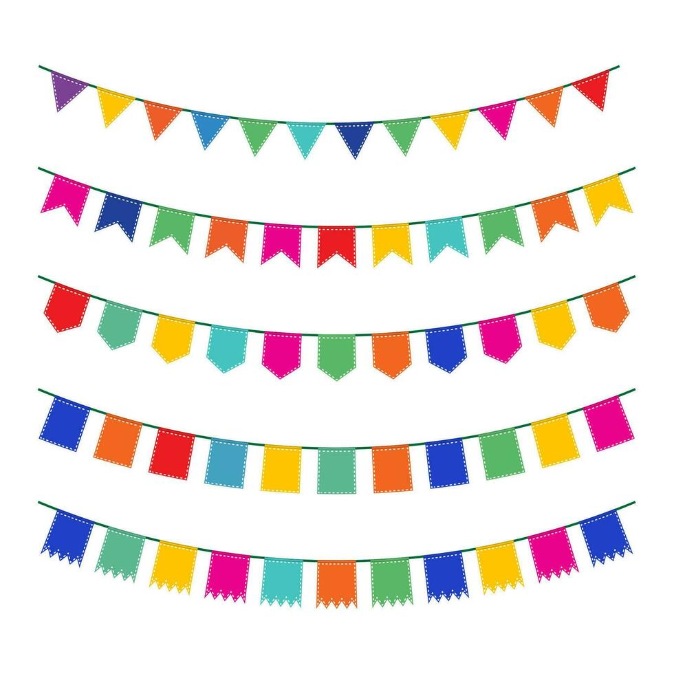 Colorful pennant bunting collection vector