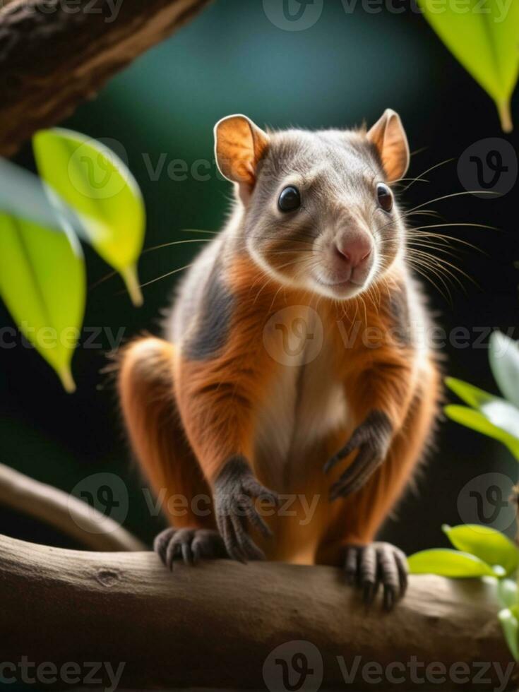 AI generated a squirrel is sitting on a branch photo