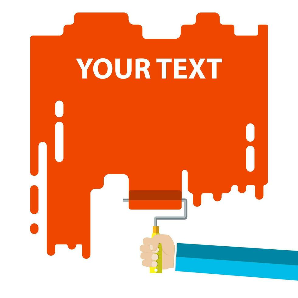 Mens hand holds a paint roller vector