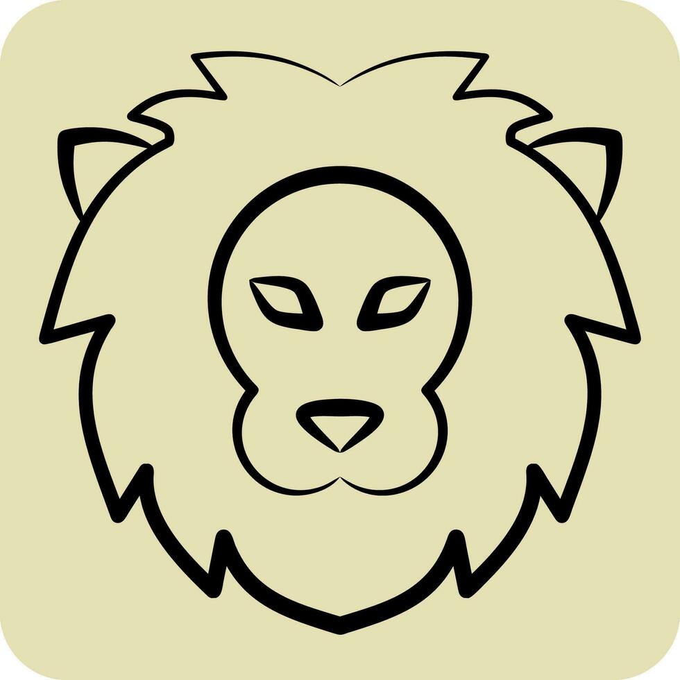 Icon Leo. related to Horoscope symbol. hand drawn style. simple design editable. simple illustration vector