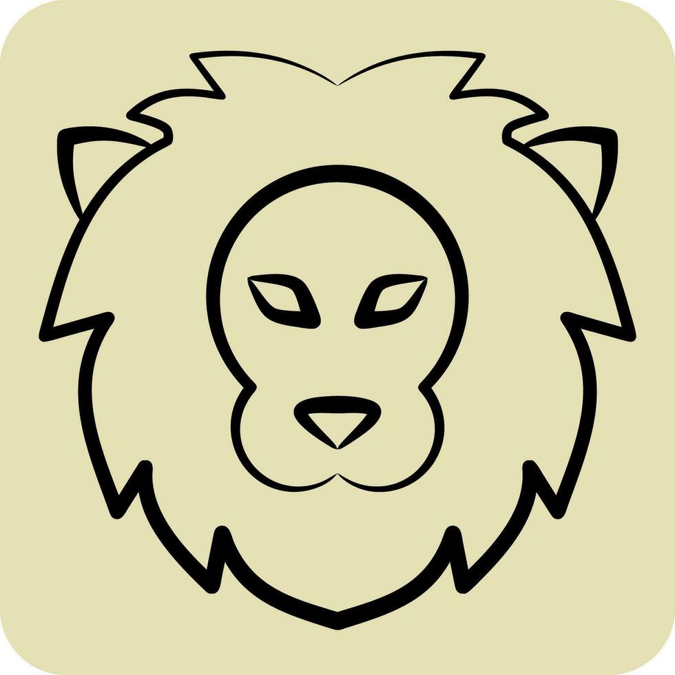 icono León. relacionado a horóscopo símbolo. mano dibujado estilo. sencillo diseño editable. sencillo ilustración vector