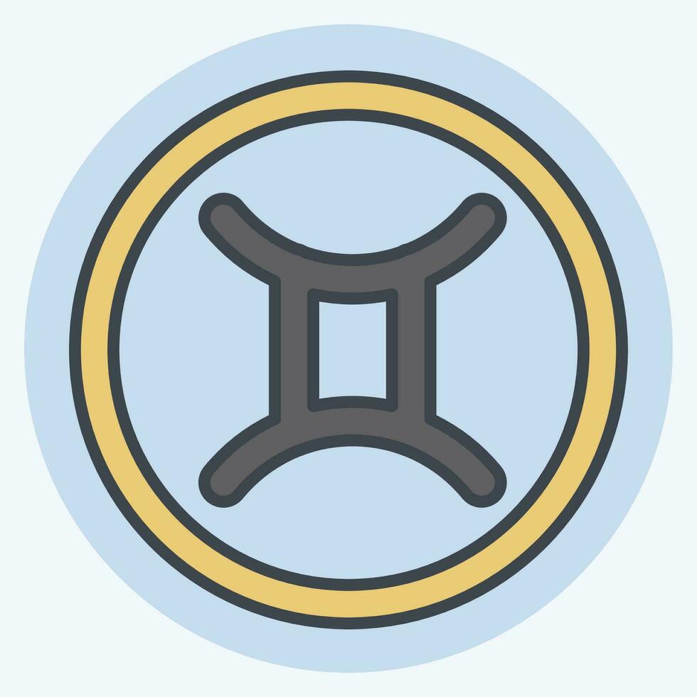 Icon Gemini. related to Horoscope symbol. color mate style. simple design editable. simple illustration vector