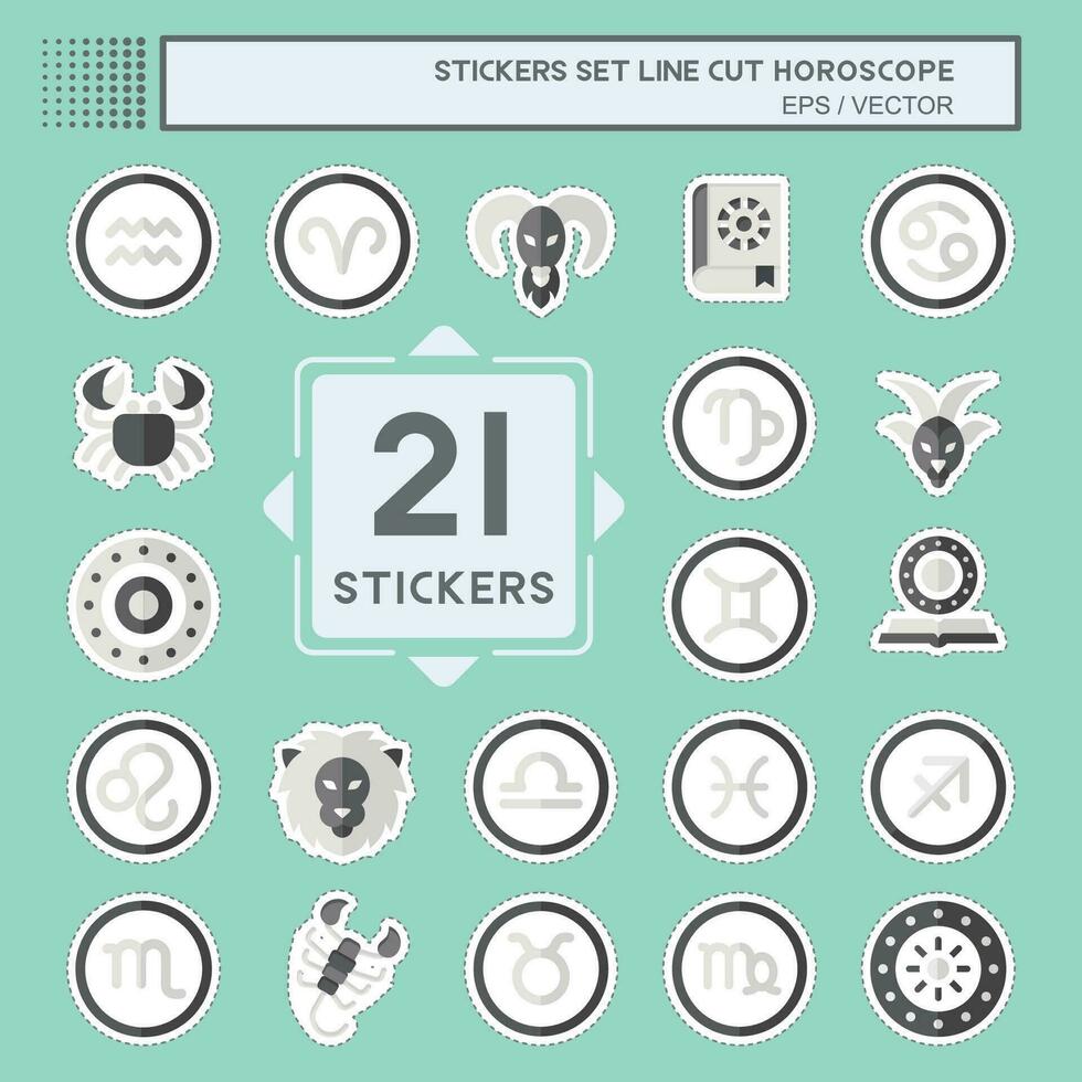 Sticker line cut Set Horoscope. related to Education symbol. simple design editable. simple illustration vector