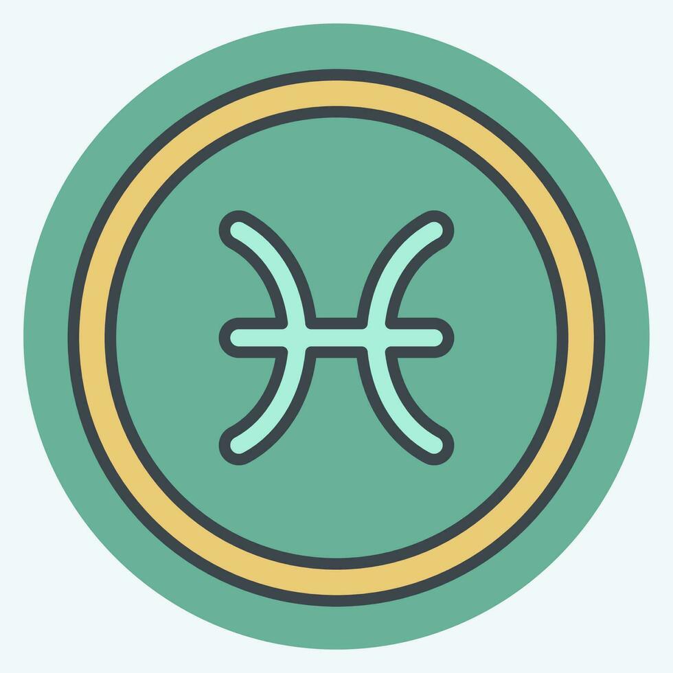 Icon Pisces. related to Horoscope symbol. color mate style. simple design editable. simple illustration vector