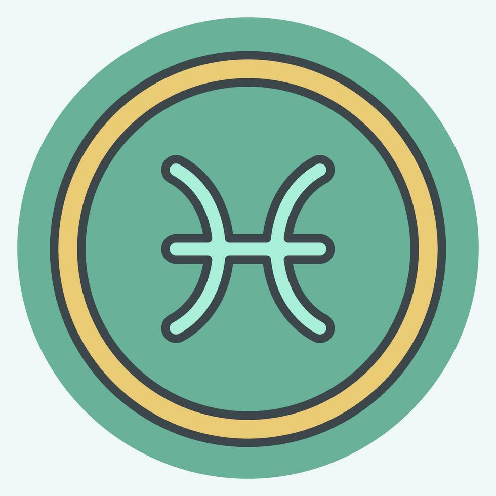 Icon Pisces. related to Horoscope symbol. color mate style. simple design editable. simple illustration vector