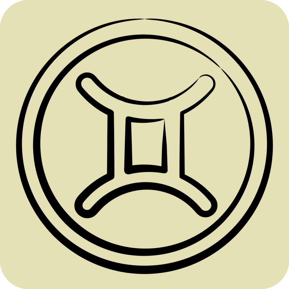 Icon Gemini. related to Horoscope symbol. hand drawn style. simple design editable. simple illustration vector