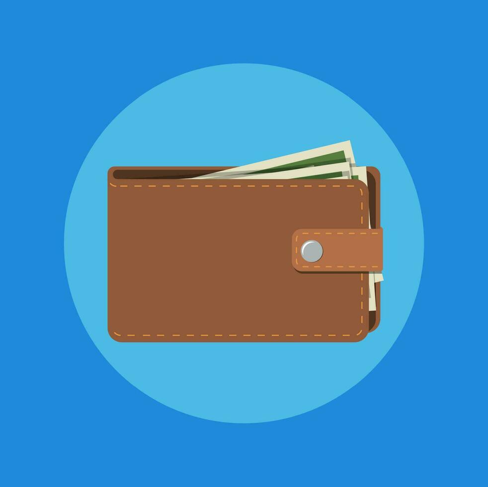 wallet with cash vector