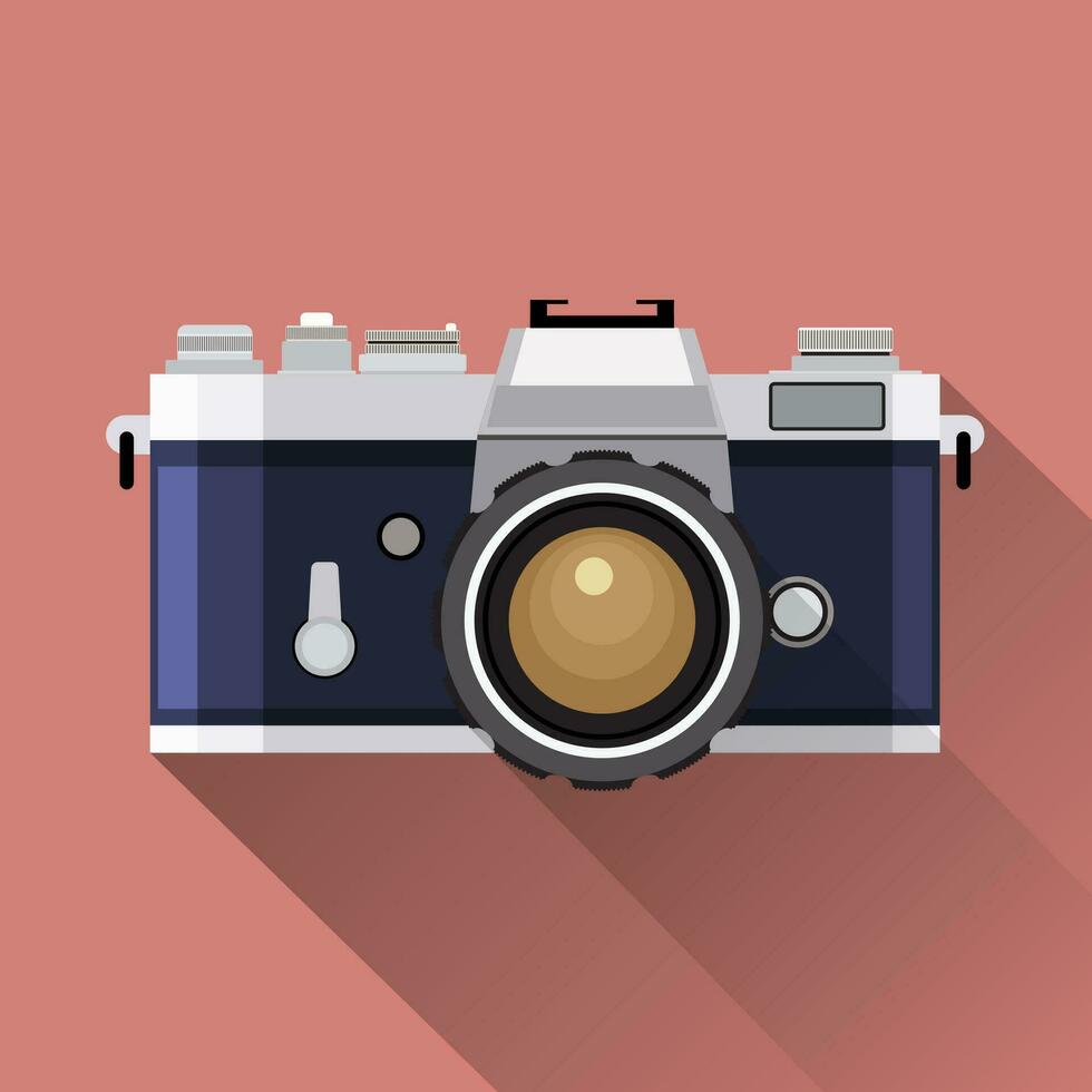 retro cámara plano icono vector ilustración