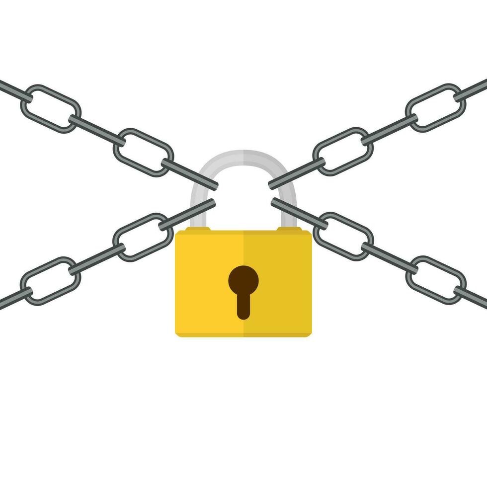 Padlock and Metal Chain vector