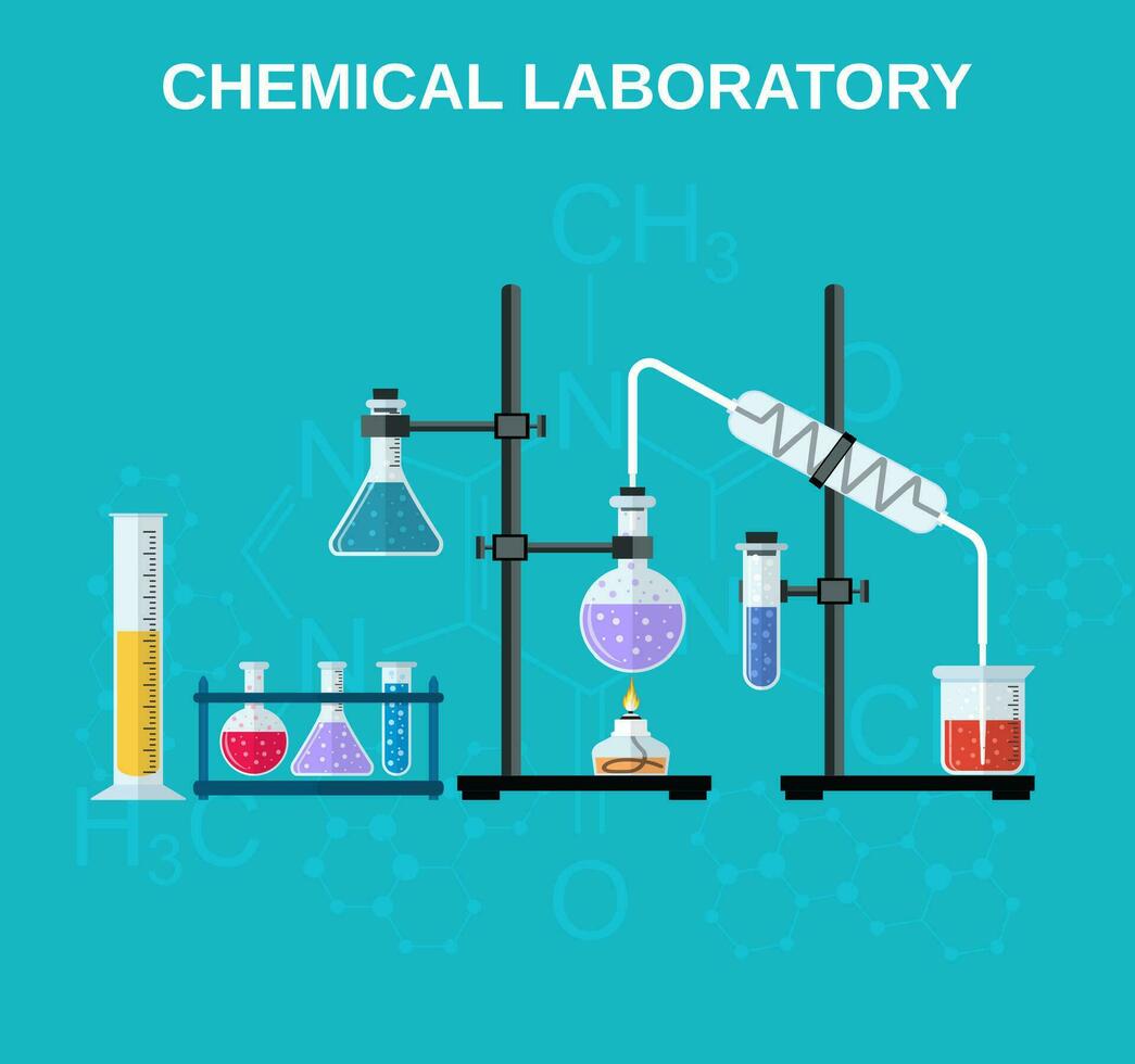 Chemical glassware, laboratory. vector