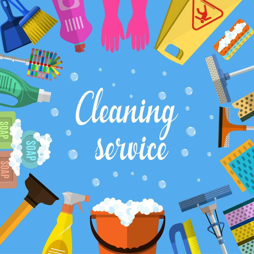 Cleaning service flat illustration vector