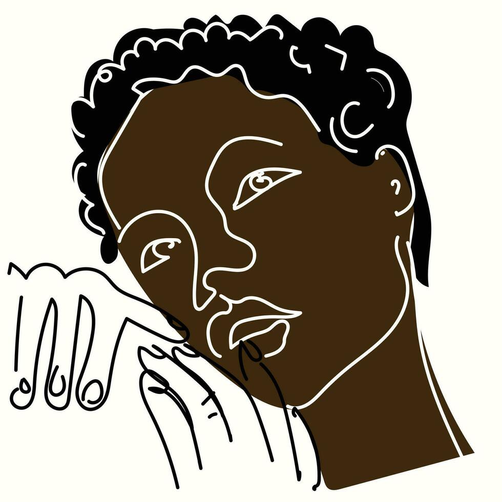 African face girl sketch vector