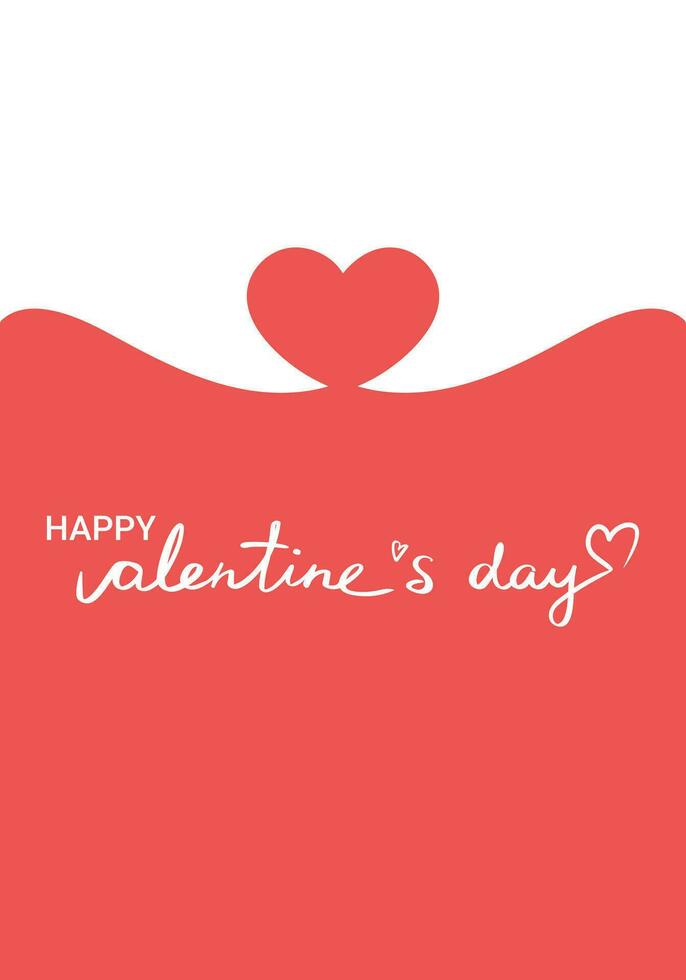 minimalista san valentin día tarjeta con un corazón forma. dividido blanco y rojo antecedentes con corazón y escritura. vector ilustración
