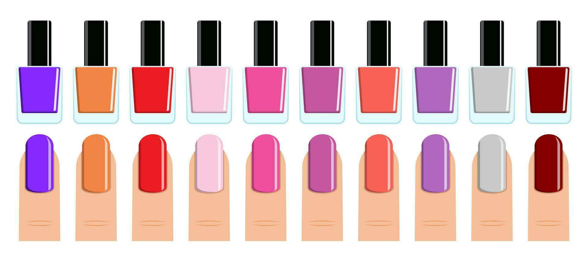 set nail polish and nails vector