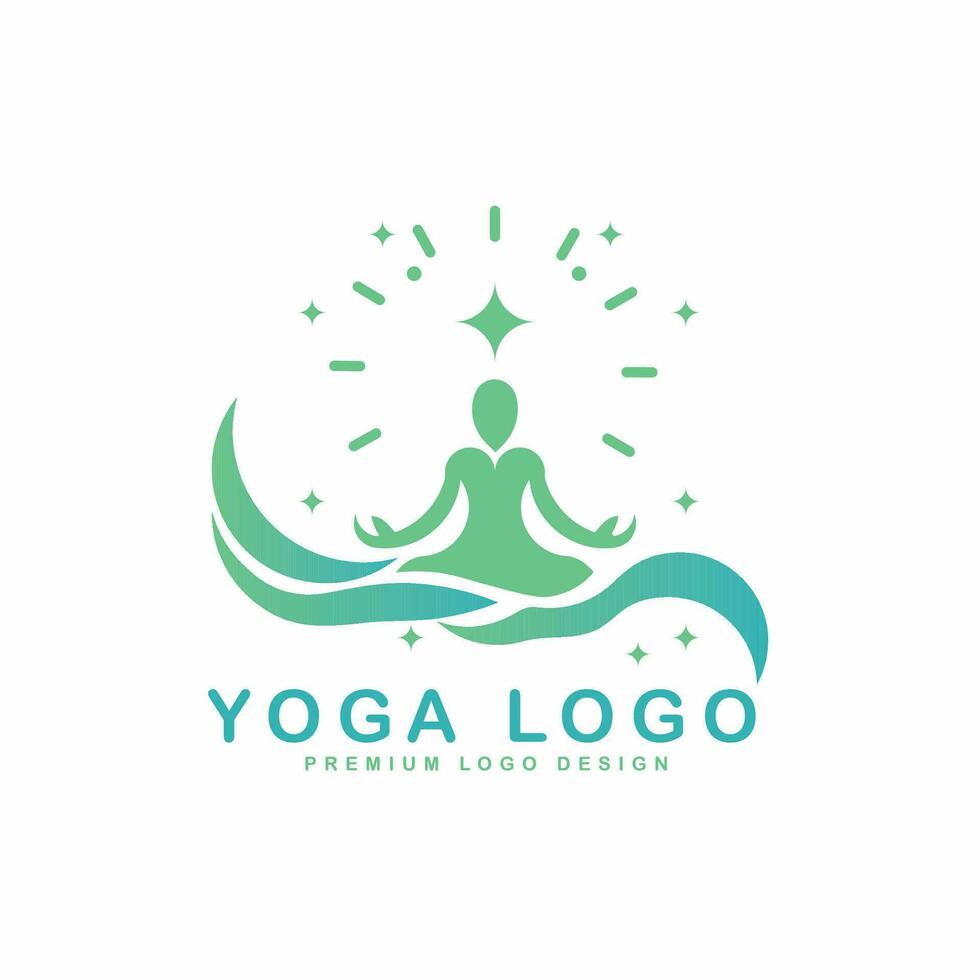 meditación yoga vector logo diseño modelo