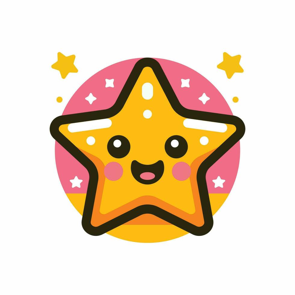 Cartoon star cute face vector logo design