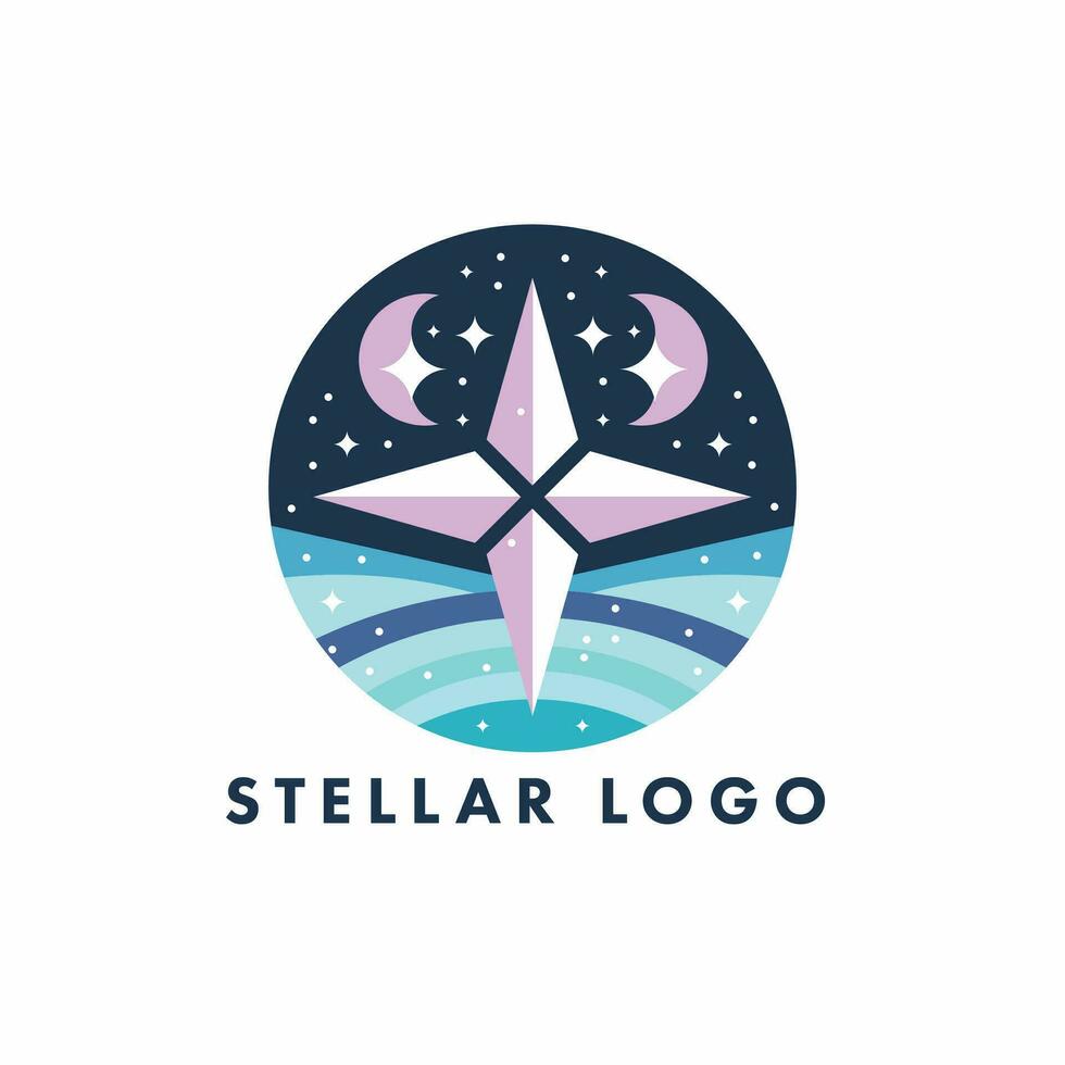 Stellar astrology star galaxy logo design vector template